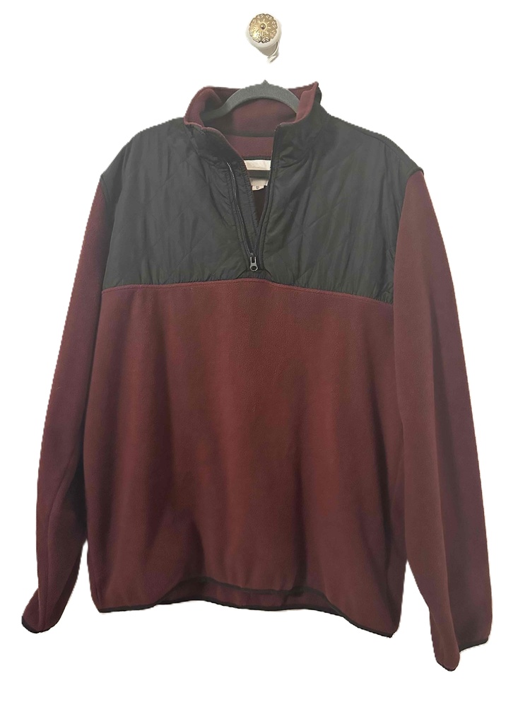 Aeropostale Pullover Unisex Size 2XL Black Red Colorblock Fleece